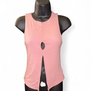 Pink Sleeveless Cutout Blouse